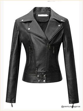 Vegan Leather Moto Jacket with Vented Back, Faux Leather Biker Style